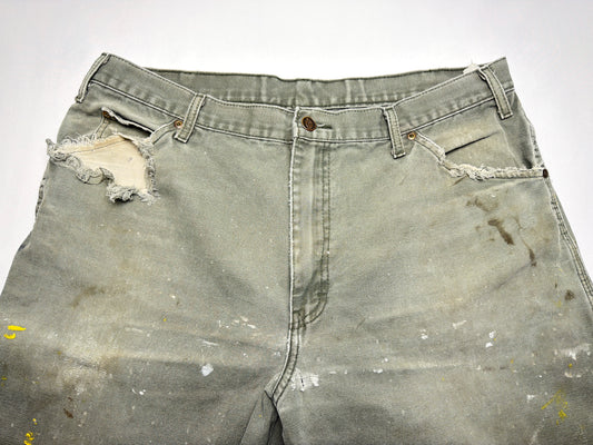 Vintage Distressed Thrashed Green Dickies Work Pants